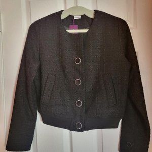 Lascana Black Boucle Bomber Jacket, size 4